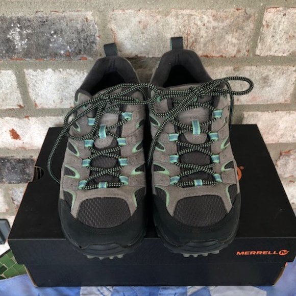 MERRELL MOAB 2 WATERPROOF HIKING SHOE DRIZZLE/MINT 7.5 W - Picture 5 of 14